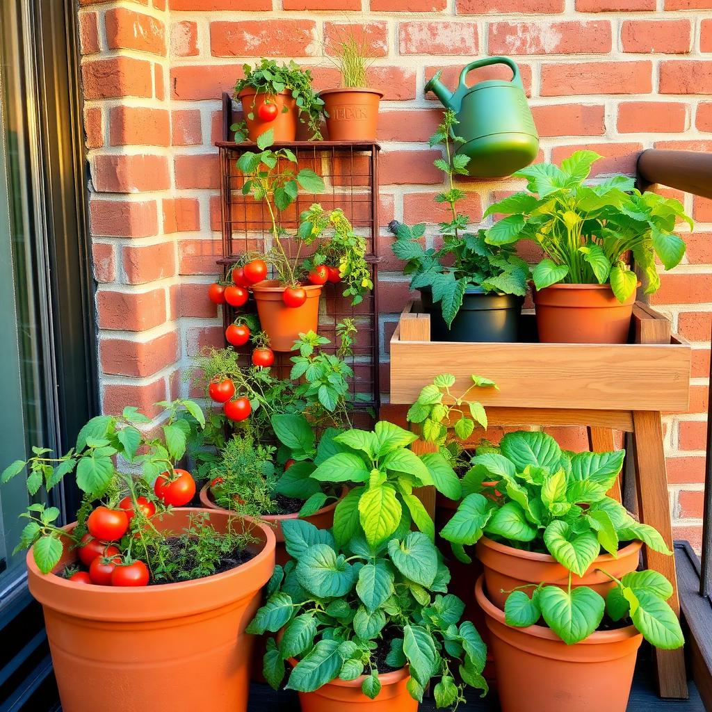 Container Vegetable Garden for Tiny Balconies (5 Plants, 6 Pots, Real Food)